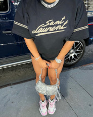 Solid Color Letter Print T Shirt GDNY-1054