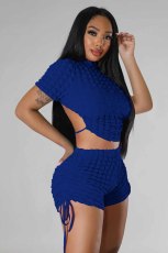 Solid Color Backless Drawstring Two Piece Set YD-8717