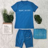 Letter Print Short Sleeve Shorts Slim 2 Piece Set QKYF-71355