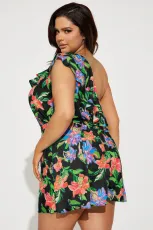 Fashion Print Slash Shoulder Romper YD-8715