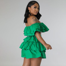 Ruffle Zipper Wrap Chest  And Shorts Two-piece Set MIL-L464
