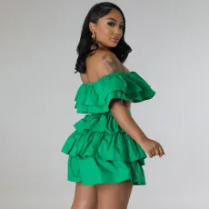 Ruffle Zipper Wrap Chest  And Shorts Two-piece Set MIL-L464