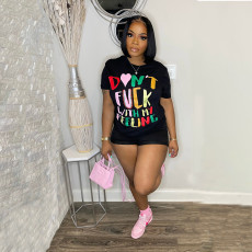 Plus Size Letter Print Short Sleeve Casual T Shirt SFY-2315