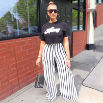 Stripe Print Loose Wide Leg Pants SFY-2313