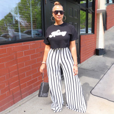 Stripe Print Loose Wide Leg Pants SFY-2313