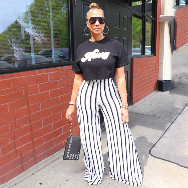 Stripe Print Loose Wide Leg Pants SFY-2313