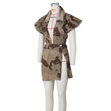 Sleeveless High-cut Camouflage Casual Skirts Set ZSD-0583