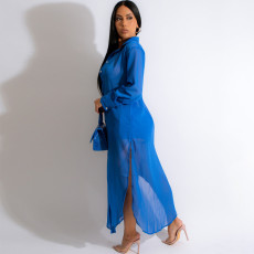Sexy See-through Split Sunscreen Long Coat Shorts Set MEI-9307
