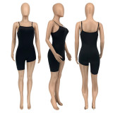 Sexy Solid Color Sling Sport Irregular Romper GLF-08132