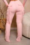 Solid Color Drawstring Split Pants WSM-5342