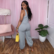Solid Color Sleeveless Loose Jumpsuit SFY-2314