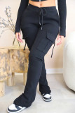 Solid Color Drawstring Split Pants WSM-5342