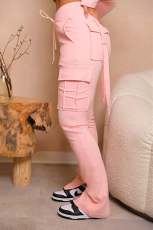 Solid Color Drawstring Split Pants WSM-5342