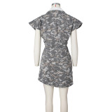 Sleeveless High-cut Camouflage Casual Skirts Set ZSD-0583