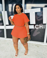 Solid Color Short Sleeve And Skirt Two Piece Set JH-332