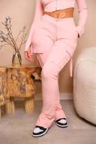 Solid Color Drawstring Split Pants WSM-5342
