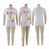 Plus Size Letter Print Short Sleeve Casual T Shirt SFY-2315