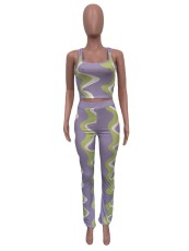 Fashion Print Sleeveless Top Pants Two Piece Set ORY-5248