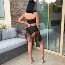 Sexy Tassel Tube Tops And Shorts Swimwear Two Piece OM-1615