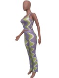 Fashion Print Sleeveless Top Pants Two Piece Set ORY-5248