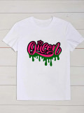 Plus Size QUEEN Letter Print T Shirt SXF-30409