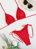 Sexy Bikinis Solid Color Bandage Two Piece Swimsuit CASF-6577