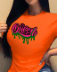 Plus Size QUEEN Letter Print T Shirt SXF-30409