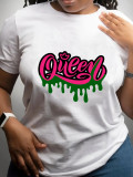 Plus Size QUEEN Letter Print T Shirt SXF-30409
