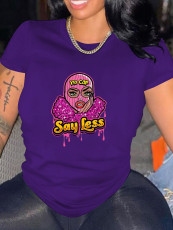 Plus Size Cartoon Print O Neck Casual T-shirt SXF-30408