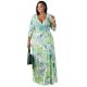 Plus Size V Neck Tie Up Print Dress NK-8625
