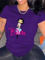 Plus Size Cartoon Print Short Sleeve Fashion T-shirt SXF-30406