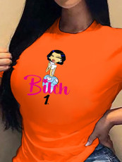 Plus Size Cartoon Print Short Sleeve Fashion T-shirt SXF-30406