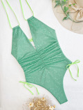 Sexy Halter Bandage Backless One Piece Swimsuit CASF-6551