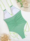 Sexy Halter Bandage Backless One Piece Swimsuit CASF-6551