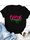Plus Size QUEEN Letter Print T Shirt SXF-30409