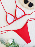 Sexy Bikinis Solid Color Bandage Two Piece Swimsuit CASF-6577