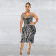 Sexy Mesh Hot Drill Tassel Midi Dress BY-6273