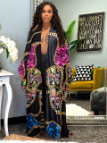 Casual Printed Long Cloak Coat (Without Belt)YF-10173