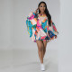 One Shoulder Print Bat Sleeve Mini Dress SFY-2318