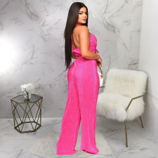 Solid Color Sleeveless Tie Up Halter Two Piece Set YF-10479