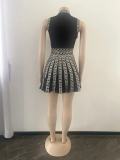 Casual Print Sleeveless Pleated Dress OSM-4395