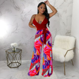 Sexy Print Deep V Neck Sling Jumpsuit YF-10480