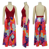 Sexy Print Deep V Neck Sling Jumpsuit YF-10480