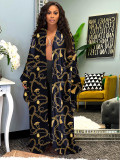Casual Printed Long Cloak Coat (Without Belt)YF-10173