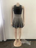 Casual Print Sleeveless Pleated Dress OSM-4395