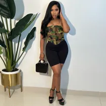 Camouflage Zipper Bralette Top CH-23043