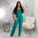 Pleated Ruffle One Shoulder Wide Leg Pants Set YF-10470