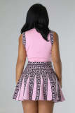 Casual Print Sleeveless Pleated Dress OSM-4395