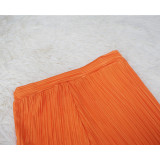 Pleated Ruffle One Shoulder Wide Leg Pants Set YF-10470