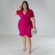 Plus Size Double Layer Ruffle V Neck Midi Dress NNWF-7816